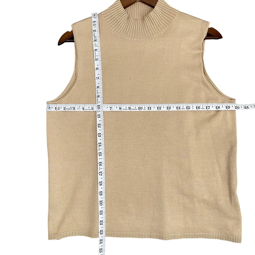 Josephine Chaus Silk Blend Sleeveless Mock Neck Sweater Tank Womens L Tan - Picture 4 of 8